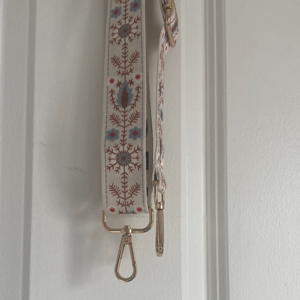 Floral Embroidered Strap with adjustable Gold Hardware